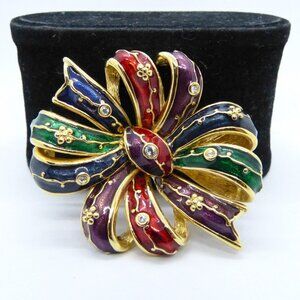 Vintage Joan Rivers Holiday Christmas Ribbon Bow Brooch